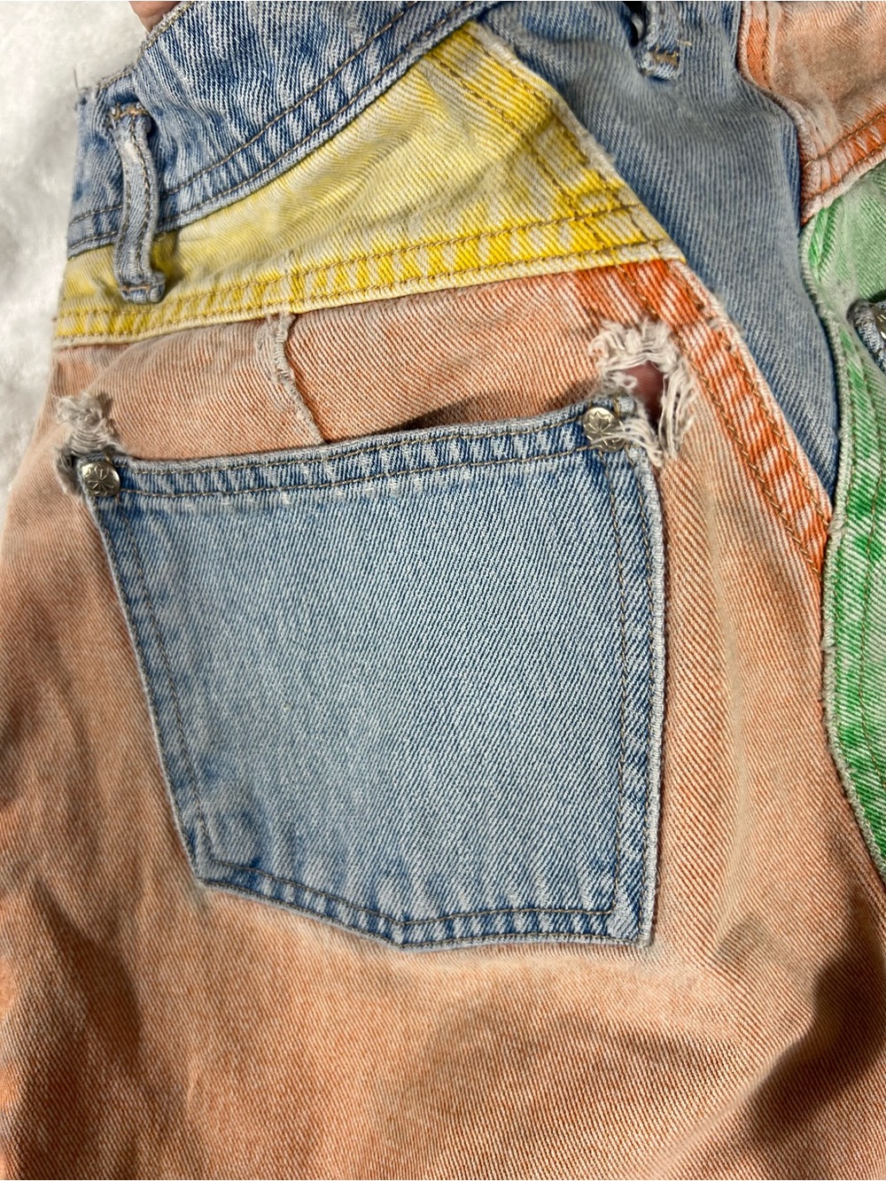 Vintage Nuovo County Seat Patchwork Denim Cutoff Shorts - Picture 7 of 13
